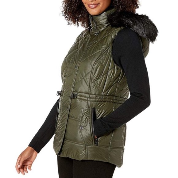 down vest with fur hood